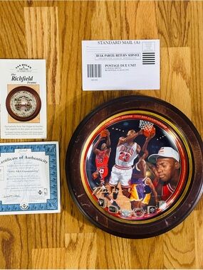 Upper Deck Michael Jordan 1991 NBA Championship Plate WITH COA Wood Frame